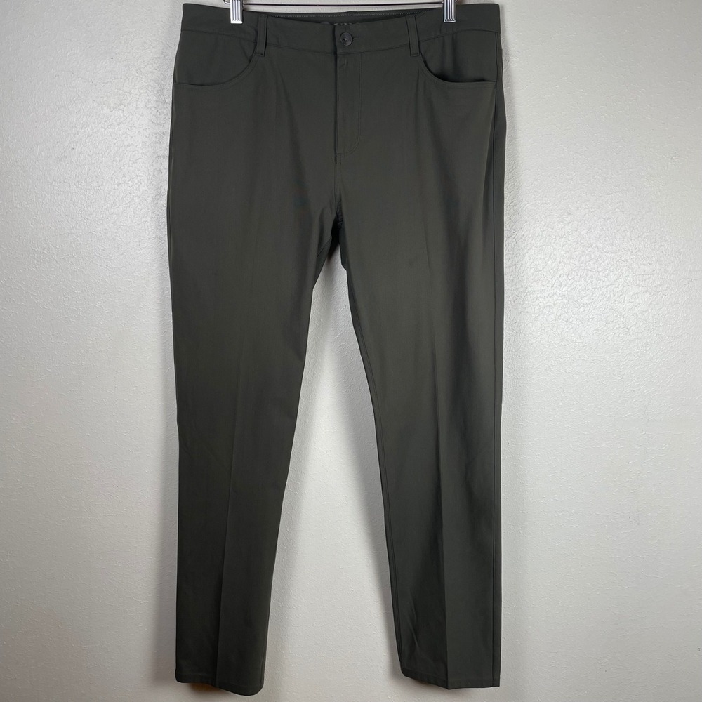 Vuori Meta Pant Mens 36 Dark Olive Green Slim Taper Technical Chino V430 Stretch